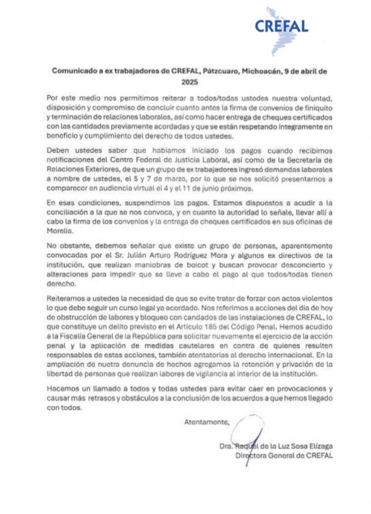 CREFALUnidos's tweet photo. RaquelSosa criminaliza la lucha obrera de los trabajadores del #CREFAL y amenaza a los representantes legítimos. Los directivos por órdenes de Raquel someten a más de 48 horas continuas de trabajo a su personal de vigilancia. https://t.co/kNE3kO11O5