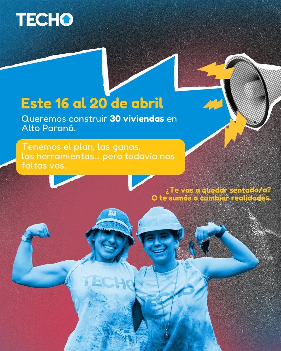 Alto Paraná, te estamos esperando.
Queremos construir 30 viviendas, pero necesitamos más manos.
¿Te sumás a cambiar realidades con nosotros?

🔗 Inscribite ahora y sé parte de esta transformación.