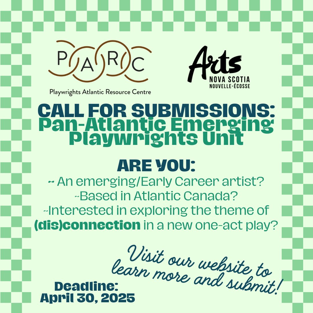 PARC’s Pan-Atlantic Emerging Playwrights Unit will use the theme of (dis)connection as a starting point for 4 early-career playwrights from across Atlantic Canada to develop a one-act play. These playwrights will receive an honorarium and a final staging with professional actors.