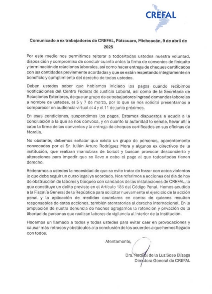 CREFALUnidos's tweet photo. @Claudiashein #RaquelSosa criminaliza la lucha obrera de los trabajadores del #CREFAL y amenaza a los representantes legítimos. Los directivos por órdenes de Raquel someten a más de 48 horas continuas de trabajo a su personal de vigilancia. https://t.co/BLuxO6Mdgy