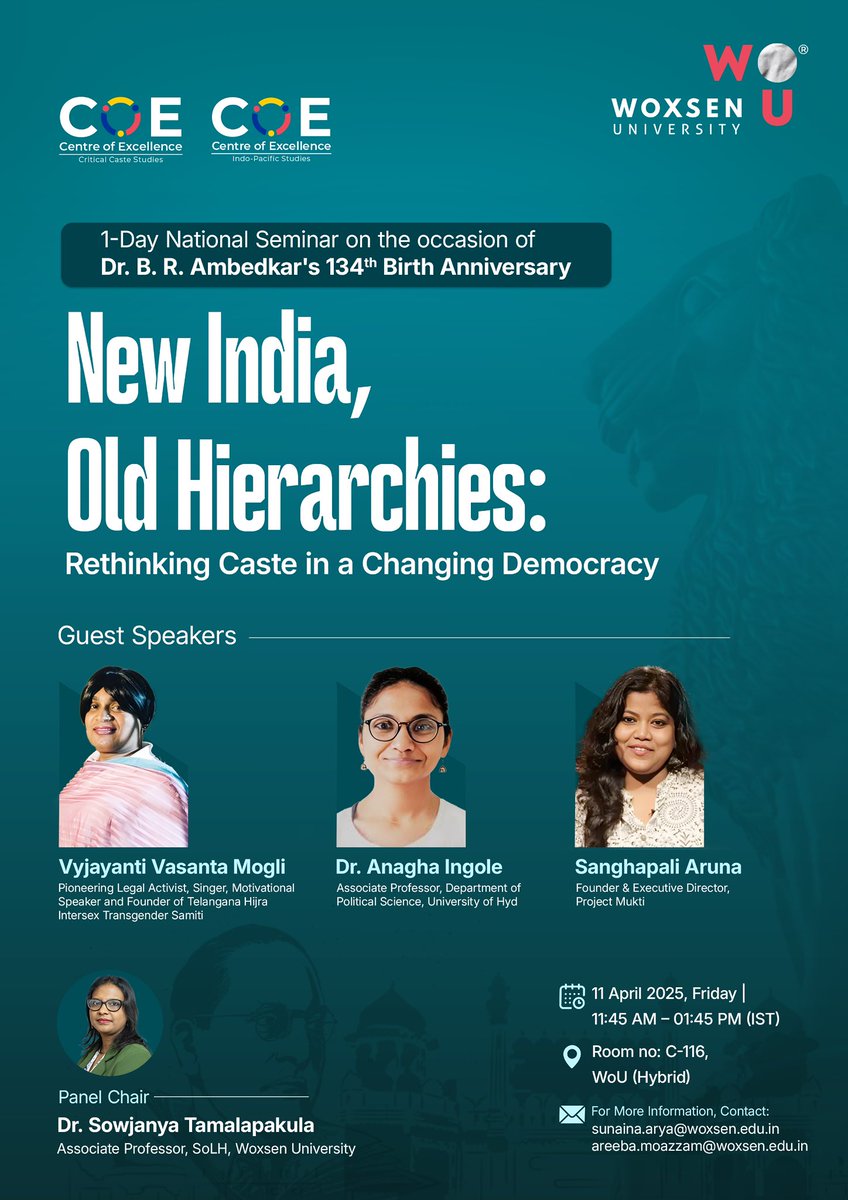 Su_philos's tweet photo. 1 Day National #Seminar on Dr. B. R. #Ambedkar's 134th Birth Anniversary

“New India, Old Hierarchies: Rethinking Caste in a Changing Democracy”

📆 April 11, 2025
🕰️ 10:00 AM-06:00 PM
📍C-116, WoU (Hybrid)

Zoom ID: 95689496295
Pwd: 579684

#AmbedkarJayanti #CriticalCasteStudies https://t.co/V8zqpRkiuu