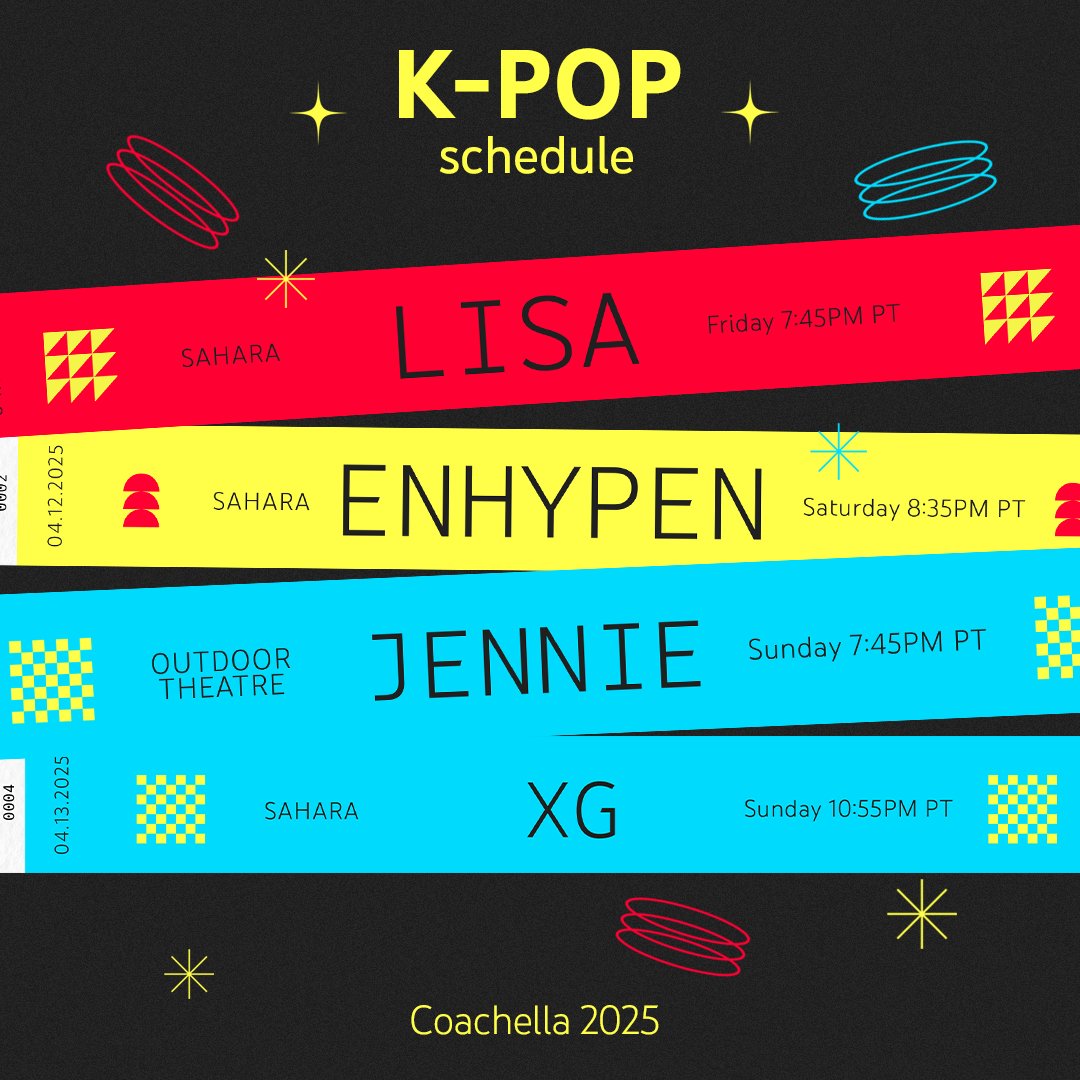 youtubemusic's tweet photo. k-pop takeover at #coachella this weekend! #LISA x @ENHYPEN x #JENNIE x @XGOfficial_. peep all the stages live on YouTube https://t.co/abYxbWkvyQ