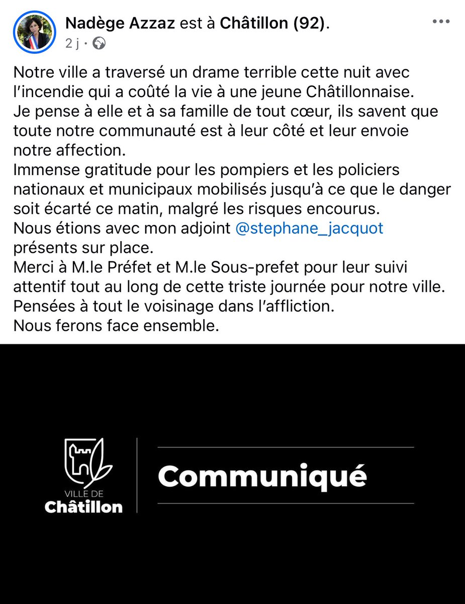 Suite au drame traversé par une famille châtillonnaise,la solidarité se met en place.
Suite à vos demandes, je vous transmets ici le lien d’une cagnotte ouverte par le voisinage de la famille dans l’affliction à laquelle vont toutes nos pensées.
onparticipe.fr/c/PLHSzkyT #Châtillon