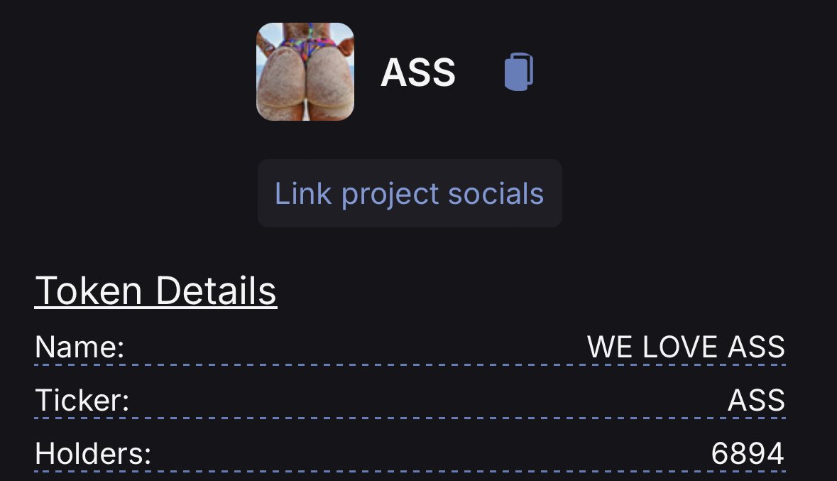 WELOVEASSONSOL's tweet photo. Almost 7,000 $ASS lovers in our Army!!

You joined yet? 🍑🍑🍑
@cryptoblonding @WELOVEASSONSOL #Crypto #AssArmy https://t.co/h9BPCWXi2C