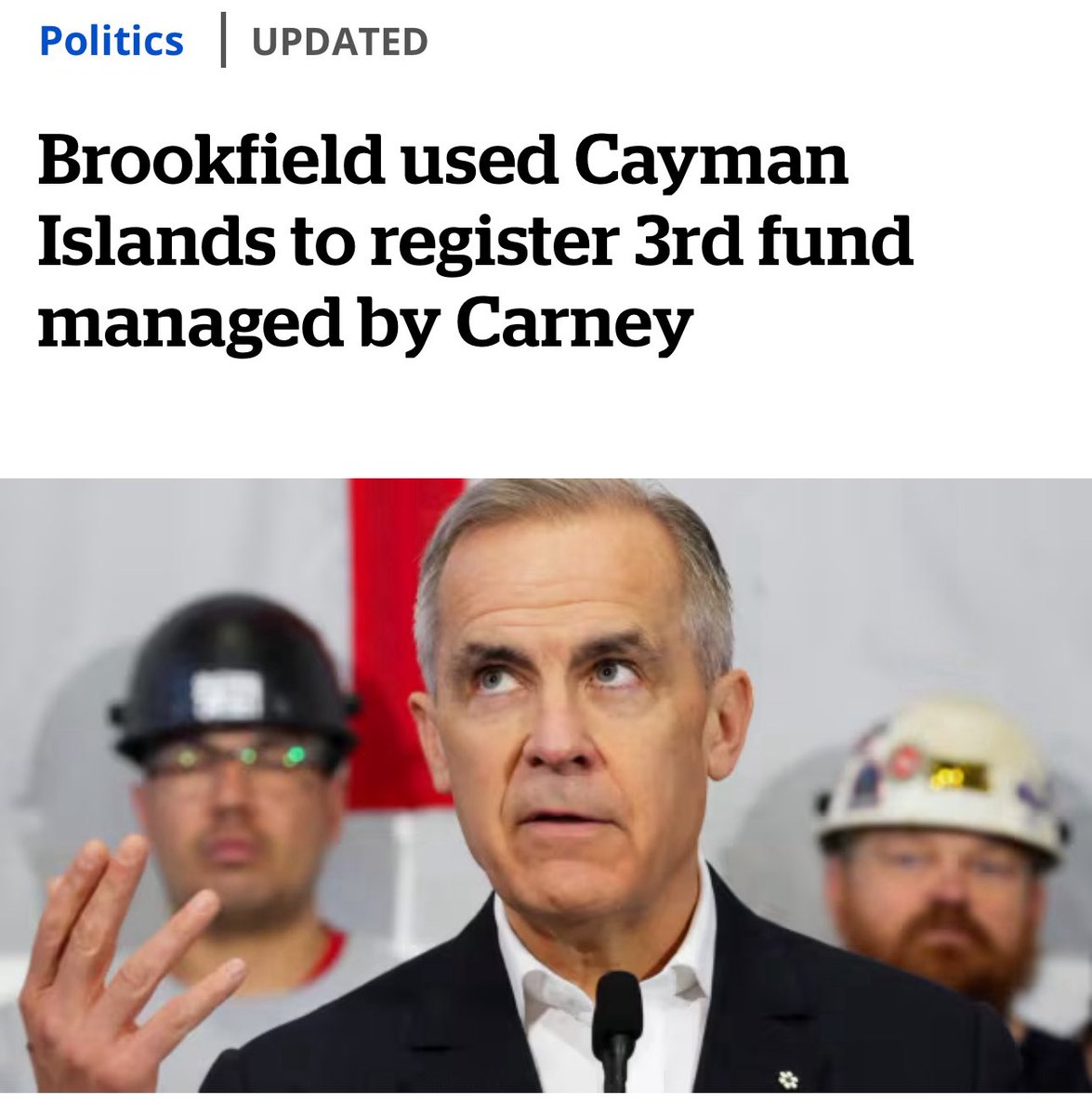 BREAKING: Mark Carney registered a massive $5 BILLION fund in the Cayman Islands, a notorious offshore tax haven used by the ultra-wealthy to dodge taxes. 

This is just the latest in a long list of shady offshore dealings. Carney has now helped set up at least $30 BILLION in