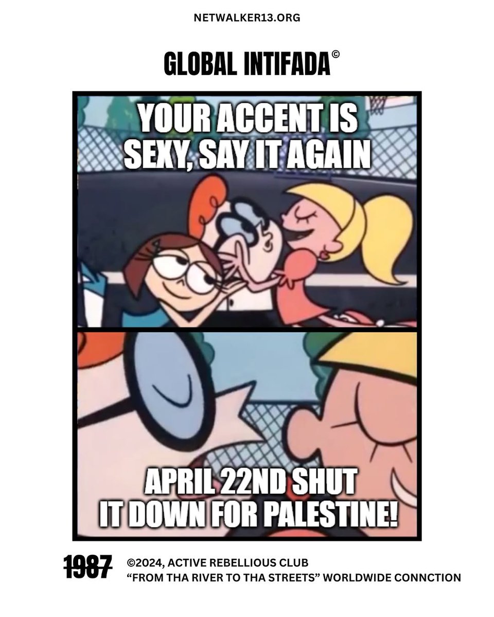 TaniaMelnick's tweet photo. ๐ฃ Abril 22, dรญa mundial de desobediencia civil por el ยกFIN AL GENOCIDIO!
#IntifadaGlobal #ShutItDownForPalestine https://t.co/yPlHwyI2Vv