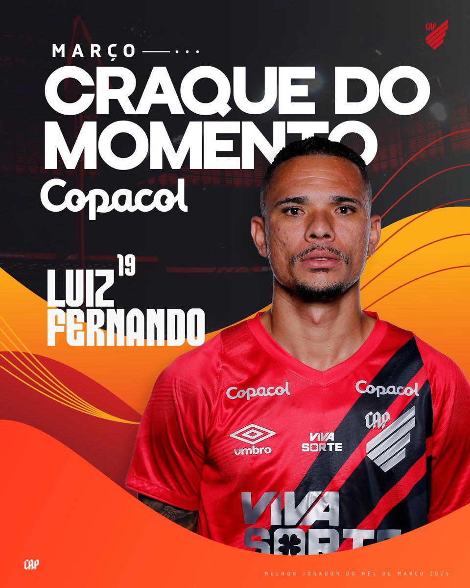 AthleticoPR's tweet photo. Com 43% dos votos no Super App Furacão, o Luiz Fernando foi eleito o Craque do Momento #Copacol de março.
Boa, LF! 👏🔴⚫️ https://t.co/lSZ4RlCYBN