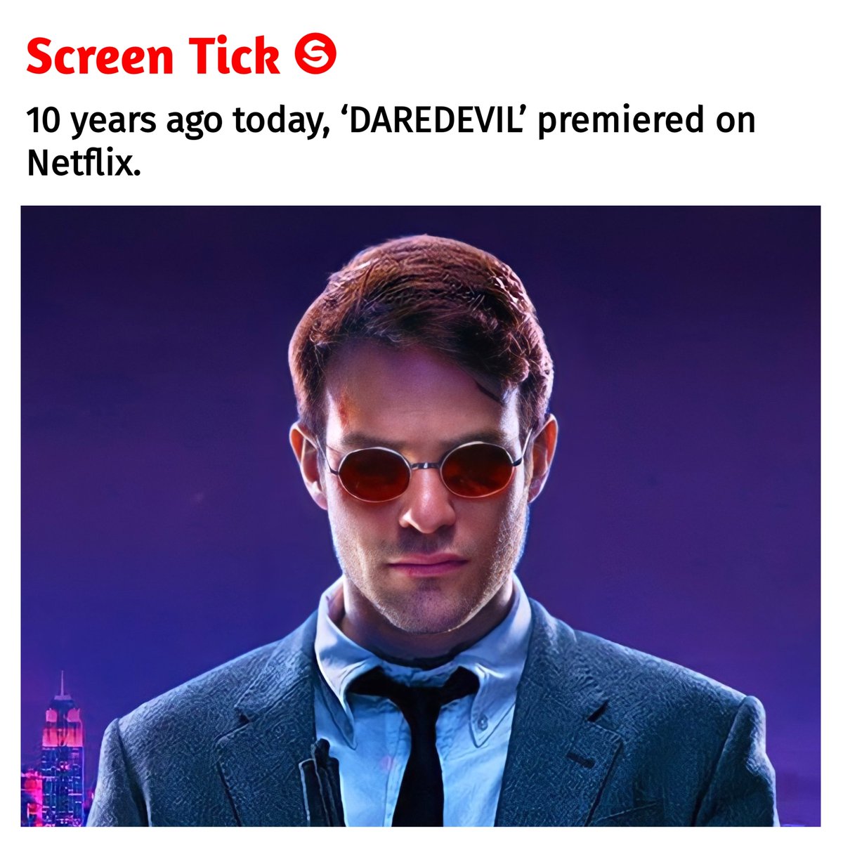 10 years ago today, #Daredevil premiered on #Netflix