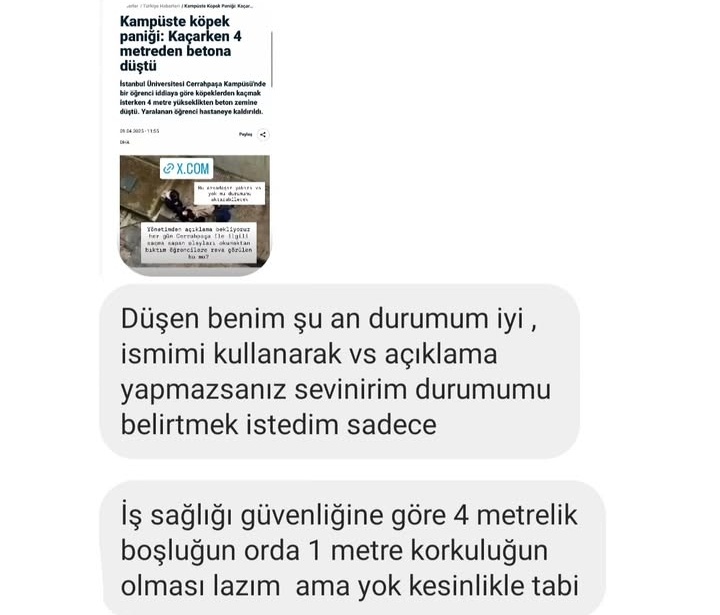 🟥 İstanbul Üniversitesi - Cerrahpaşa'da bir öğrenci  ihmal yüzünden 4 metre yükseklikten düştü.
⚡ Soruyoruz: Gerekli önlemlerin alınması için öğrencilerin ölmesi mi gerekiyor?