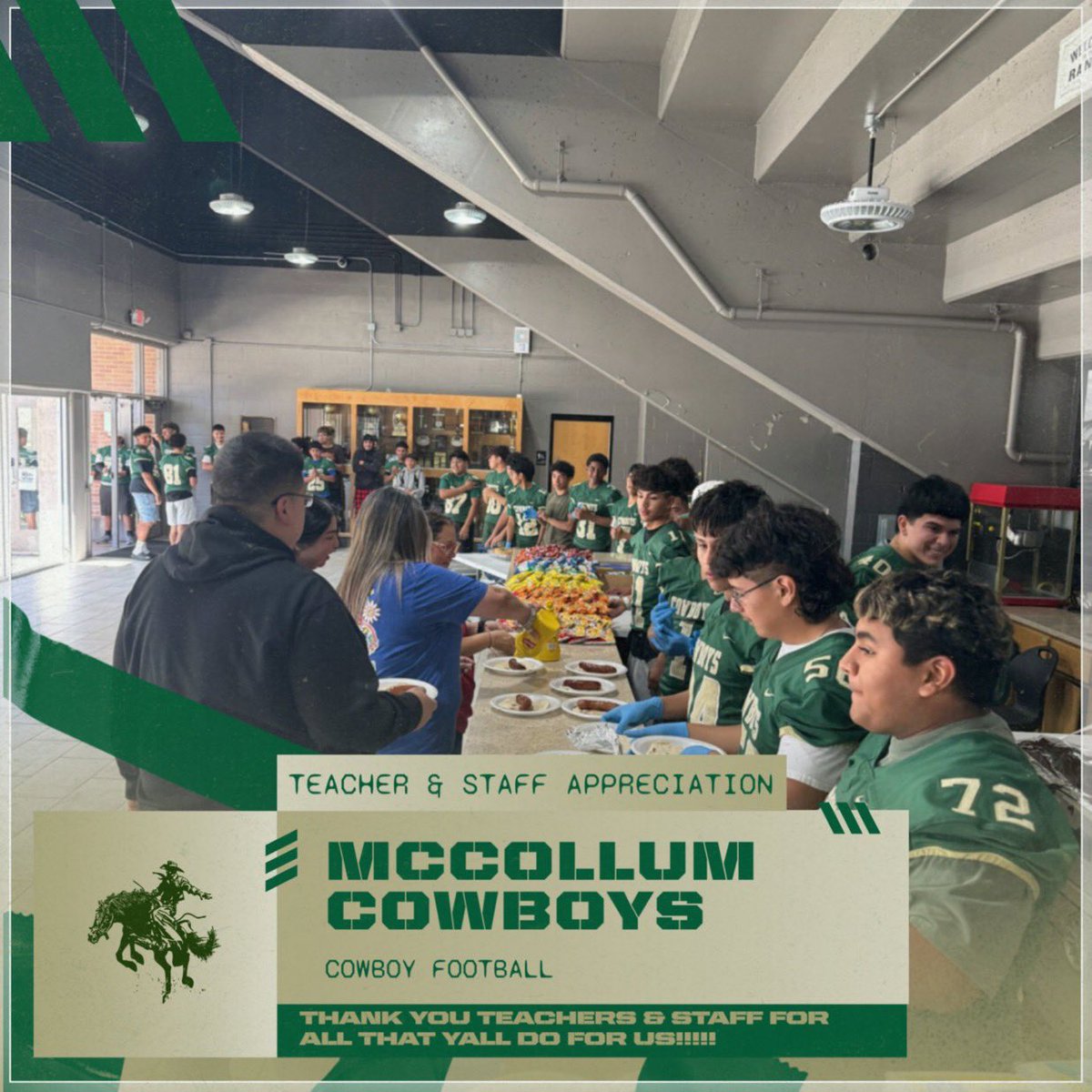 Thank you McCollum High School Teachers and Staff! We appreciate all that you do for us!

#CowboyFootball #GoCowboys