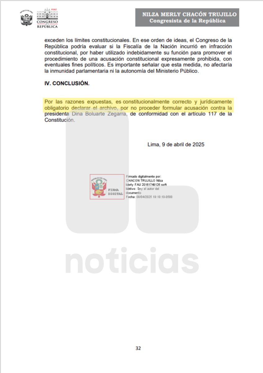 🔴 #LOÚLTIMO | El informe final del Caso 'Rolex' de la Subcomisión de Acusaciones Constitucionales concluye en no formular acusación constitucional contra la presidenta Dina Boluarte. El documento también señala que el Congreso podría evaluar denunciar a la Fiscalía. El informe