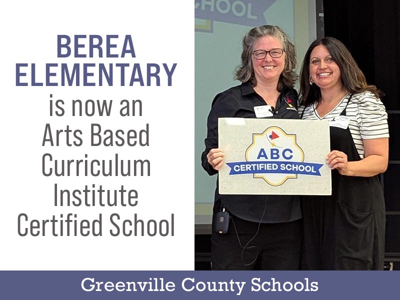 gcschools's tweet photo. Berea Elementary is now an ABC Certified School! This prestigious recognition from the Arts in Basic Curriculum (ABC) Institute highlights Berea’s commitment to providing a high-quality, arts-rich education for every student. https://t.co/x3eaxuJ0vk