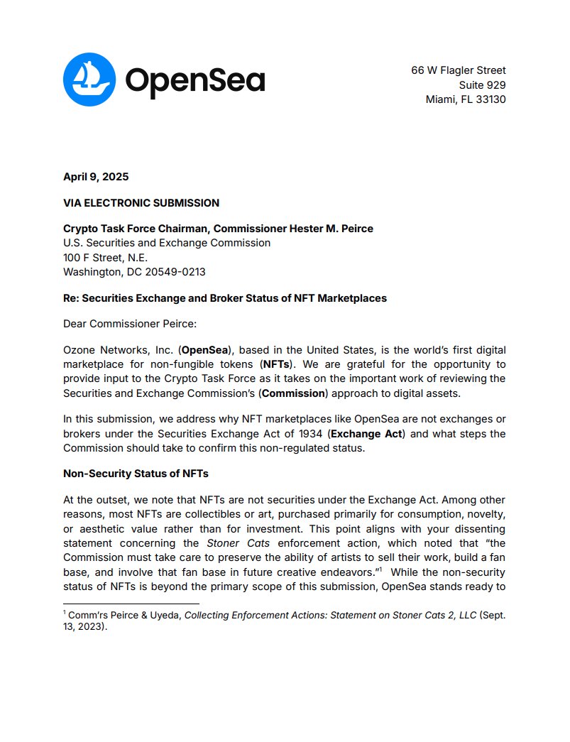 We're committed to advocating for clear, sensible regulations for NFTs and crypto, and proud to represent the community.

Read our letter to the SEC on our suggested approach:
sec.gov/files/ctf-inpu…