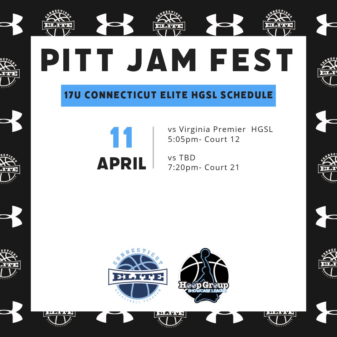 Heading to <a href="/TheHoopGroup/">Hoop Group</a> Pitt Jam Fest this weekend with my Connecticut Elite 17U HGSL and looking forward to competitive competition on <a href="/HGSL_HoopGroup/">HGSL</a>. College coaches see roster and schedule below. We have unsigned seniors and ‘26 who can play DI to D3/High Academic D3.