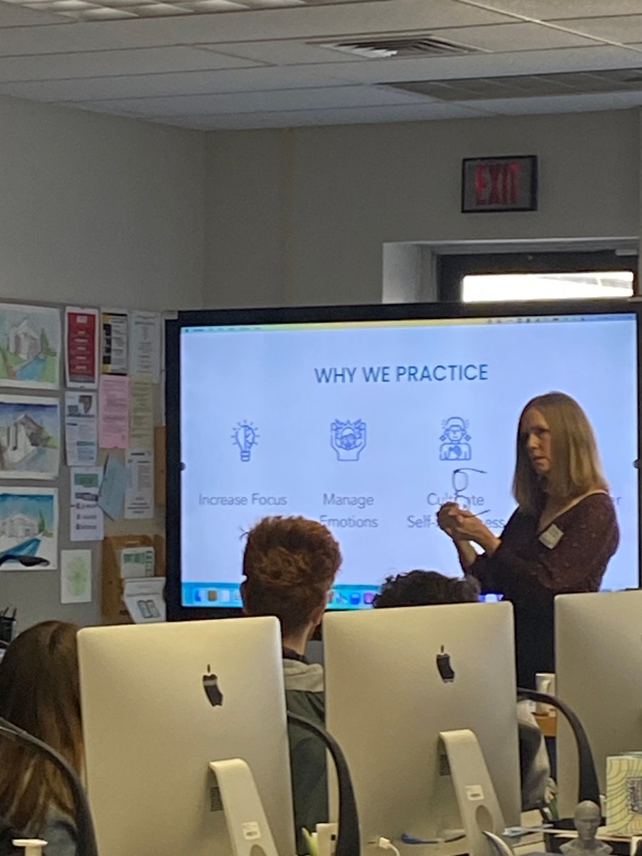 LehighCTI's tweet photo. Did you know that deep breathing can help boost focus and squash stress? Thanks to Sarah Dennehy from @Shanthi_Project, our Ad Design students do! She visited LCTI to discuss the benefits of engaging in mindfulness activities. This is how we inquire! #weinquire #opportunityahead https://t.co/w3YA6PGJgS