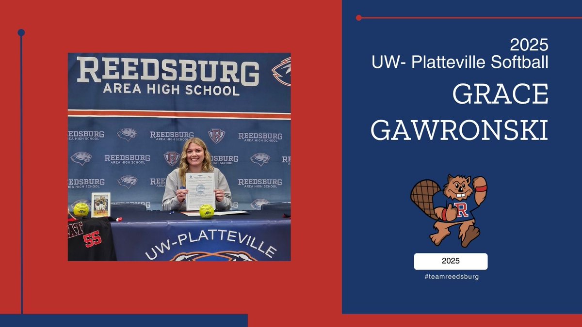 Congrats to Grace! Committing to UW-Platteville for her studies and softball! #reedsburgpride #teamreedsburg