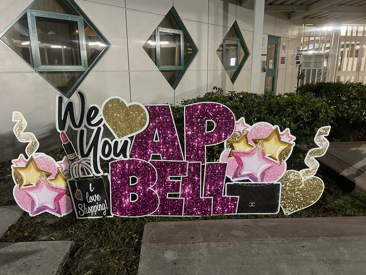 LaquestaA's tweet photo. And then there was @ThurgoodES celebrating AP Bell with #YardCardDivas🩷🩷 https://t.co/vJ5orB1mC0
