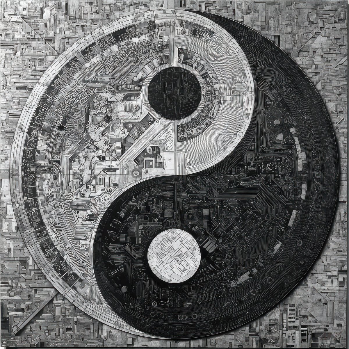 beachtv's tweet image. Ancient duality. Modern circuitry. Yin whispers through quantum silence. Yang hums with electric momentum. Together, they form the perfect paradox: soft code within hard logic. 

#YingAndYang #YingYang #AiArt #CyberZen