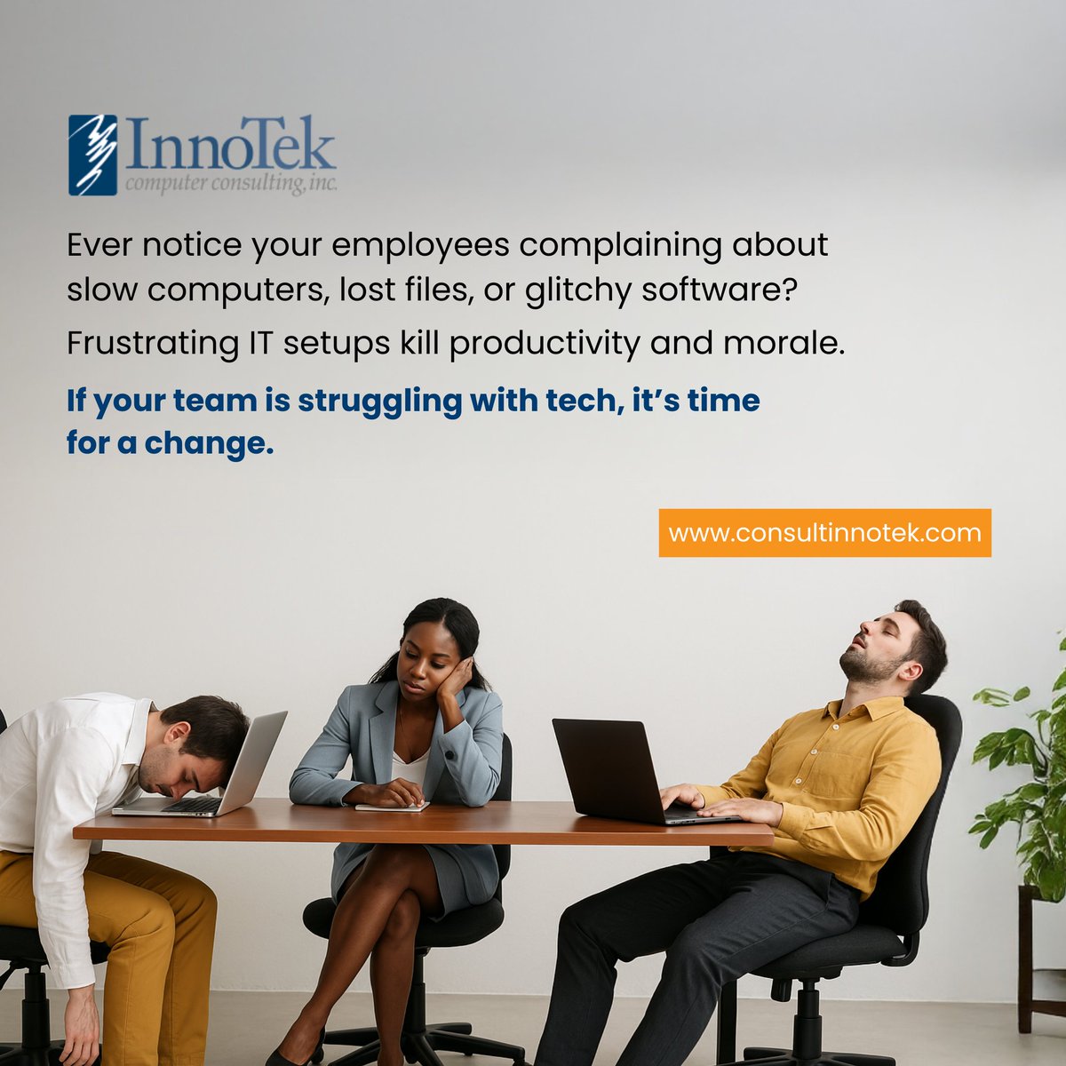 innotekcc_'s tweet image. The right IT solutions:
✅ Make daily tasks easier, not harder
✅ Keep downtime to a minimum
✅ Protect company data without disrupting workflows

A smoother IT experience means happier employees and a stronger business.

#EmployeeProductivity #ITFrustrations #BetterTech