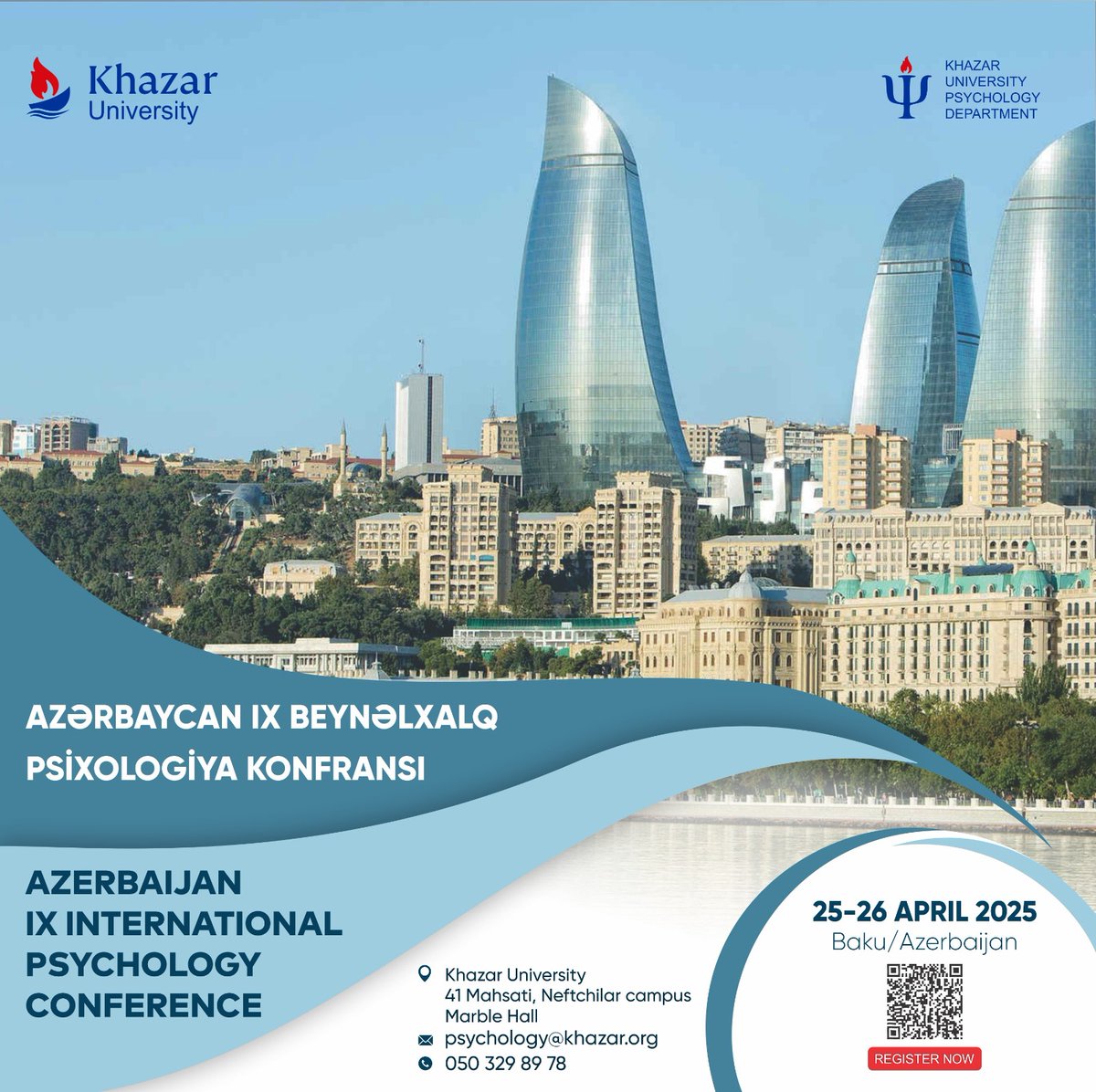 apathetic_17's tweet photo. It's almost time for our annual International Psychology Conference held at Khazar University! This year also we have a lot of interesting topics presented by our valuable guest lecturers. Please do not forget to register using the registration form below. See you in Baku! https://t.co/WLO2fVNvae