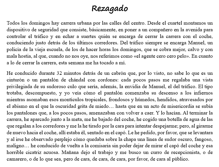 Os dejo los dos relatitos que he escrito hoy en el taller de escritura creativa de Discord. El primero con el tema «Espacios públicos» y el segundo con «Rezagados»: