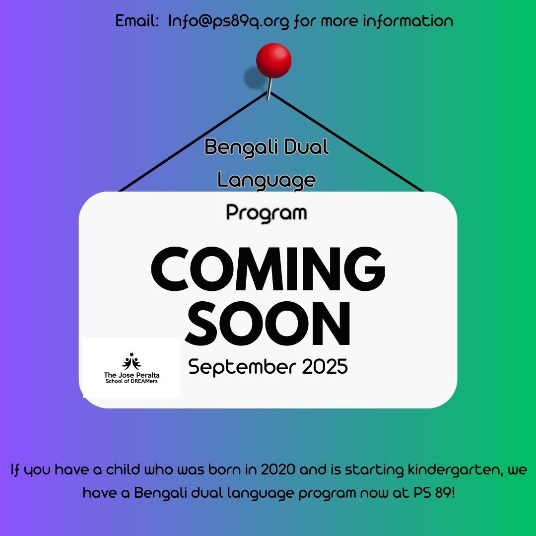 PrincipalLaSala (@principallasala) on Twitter photo If you have a child who was born in 2020 and is starting kindergarten, we have a Bengali dual language program now at PS 89! If you have a child who was born in 2020 and is starting kindergarten, we have a Bengali dual language program now at PS 89!
