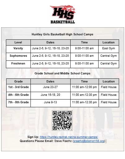 Summer Camps are live! 

Be sure to sign up using the link below 👇

huntley.facilitywerks.com/admin/walkup/p…