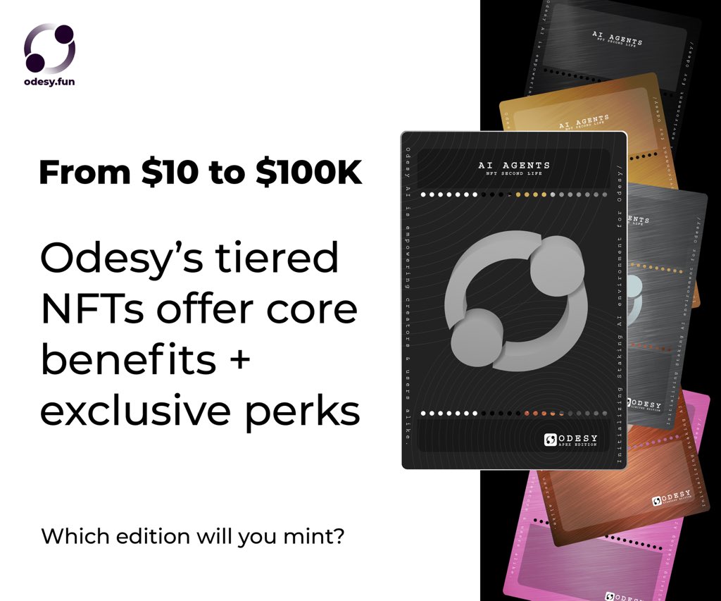 odesydotfun's tweet photo. Generational wealth is very much possible with Odesy #NFTs

Which edition is your favorite? Mint and stake now to enjoy endless rewards. https://t.co/IZvRhI2BSP