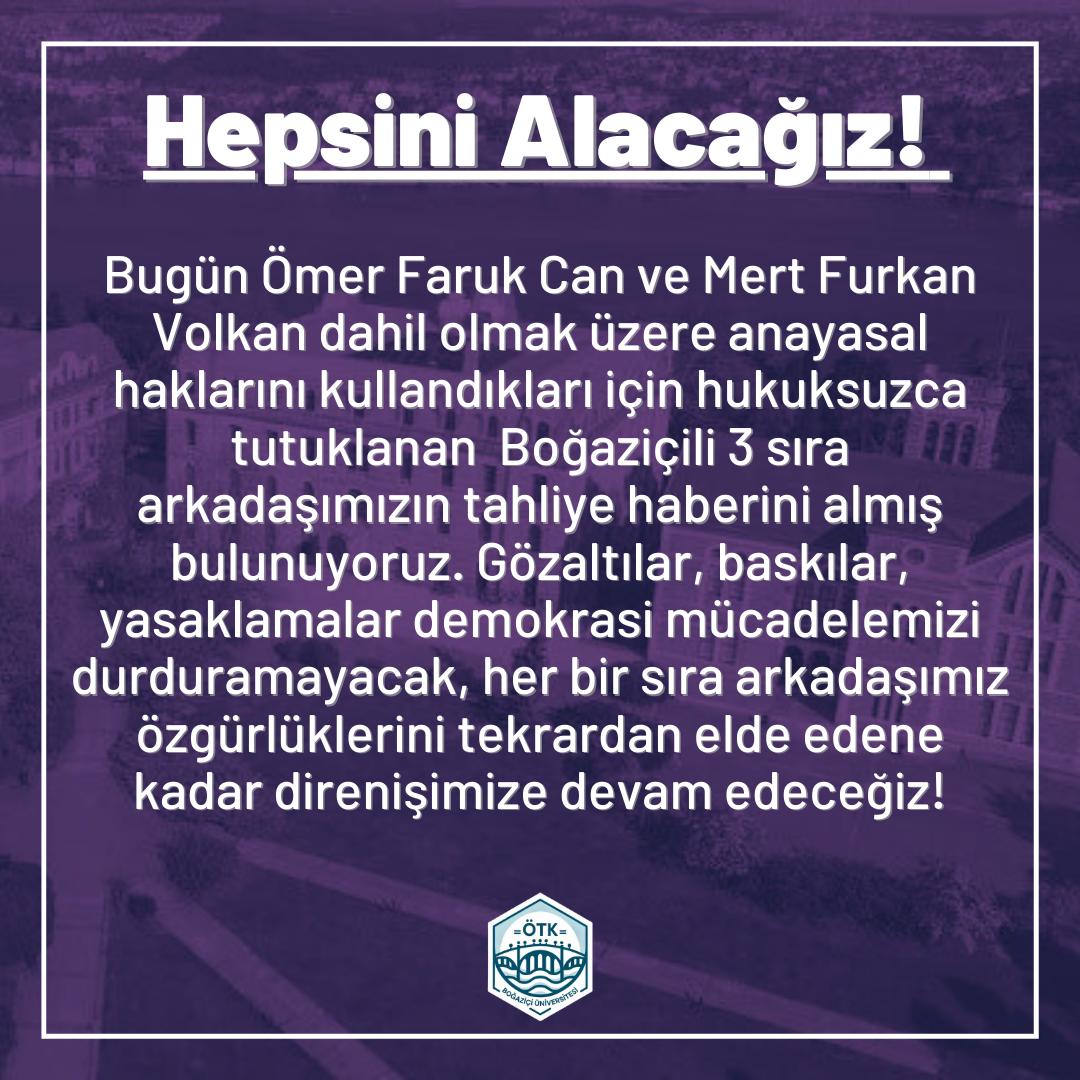 Zulme boyun eğmeyecek, arkadaşlarımızın hepsini alacağız!