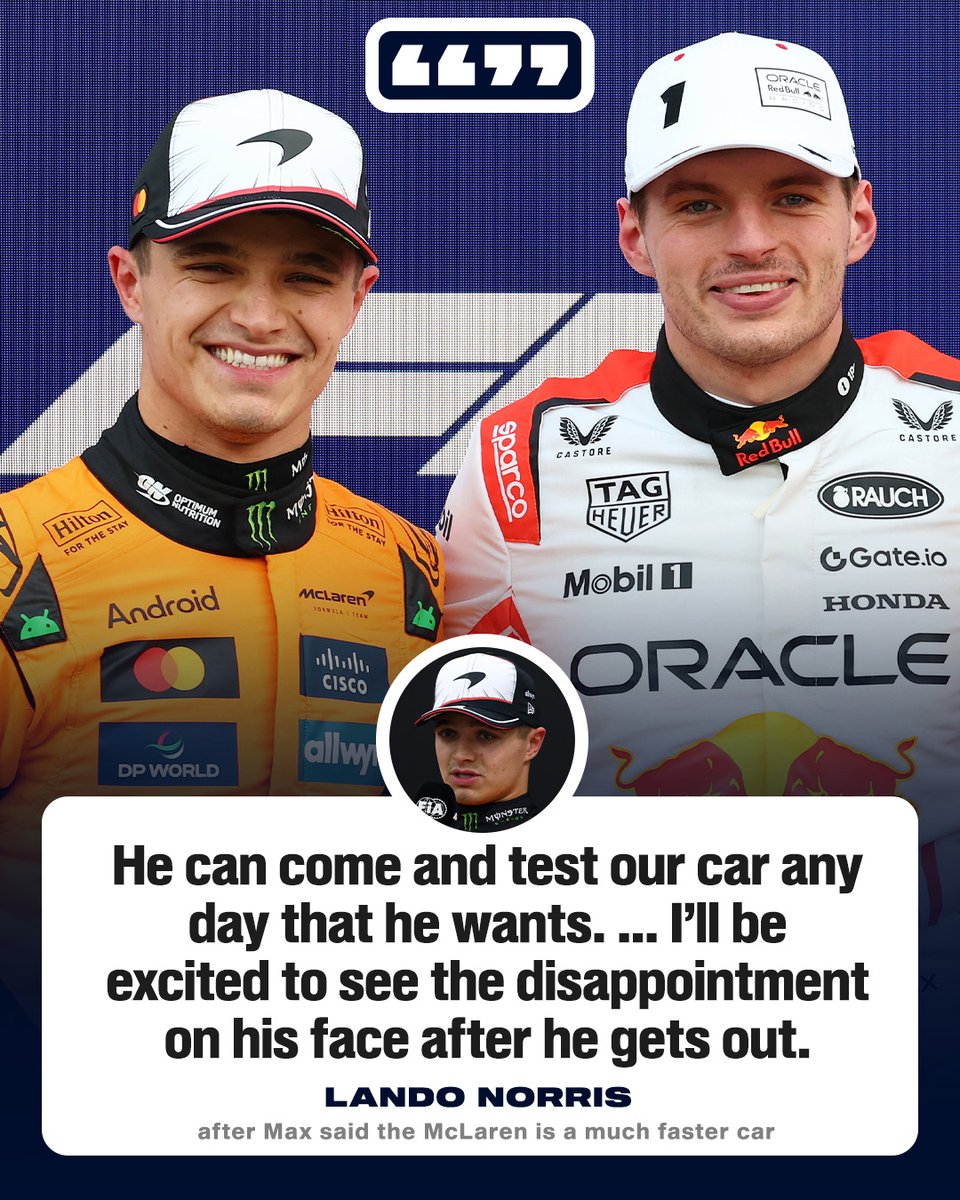 ESPNF1's tweet photo. Lando is very kind to offer Max a ride in the McLaren 😅 https://t.co/vjl2lfhi2K