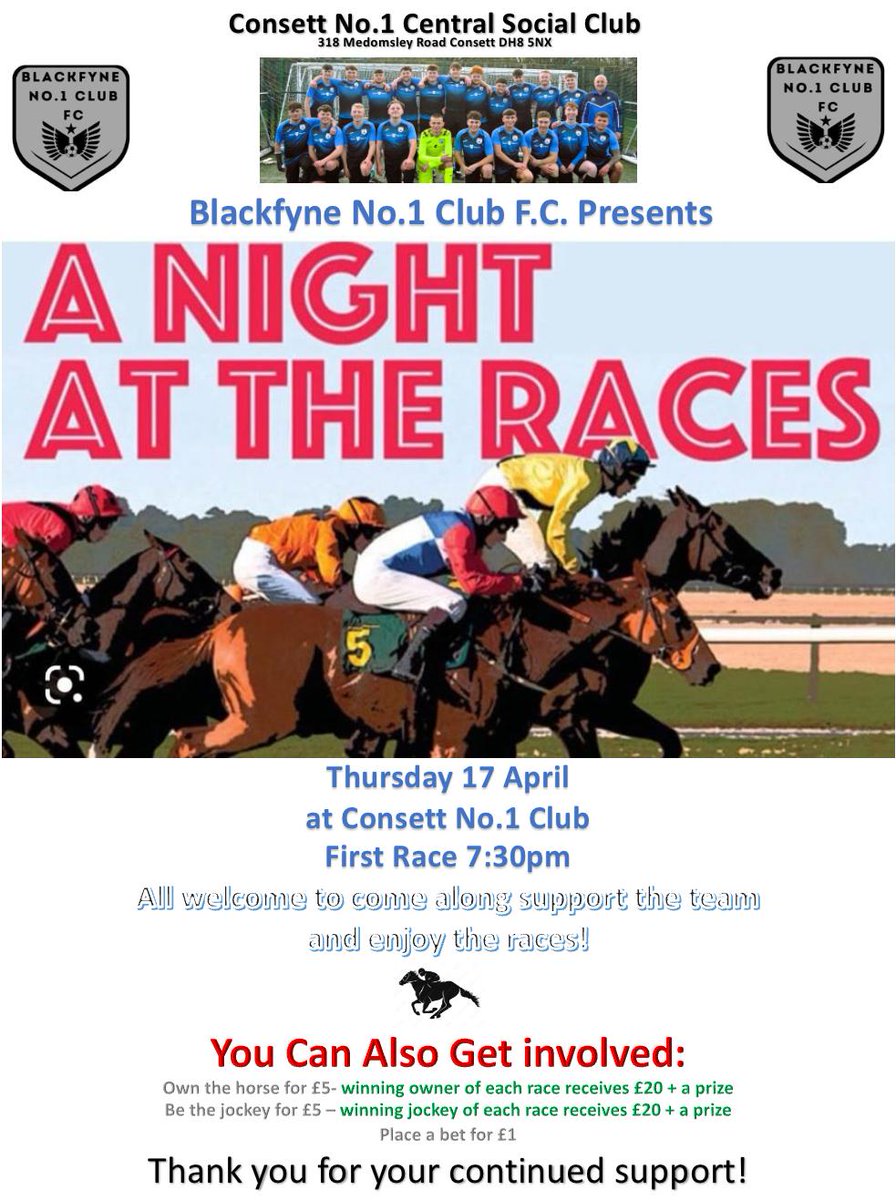 Just a reminder, big night out next Thursday.  Get your mates, family and anyone you know along, guaranteed to be a cracking night.

<a href="/BlackfyneJfc/">Blackfyne FC</a>