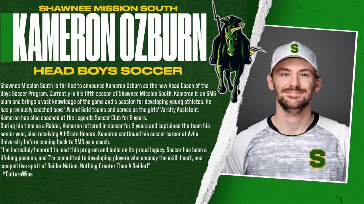 Mark Mahoney (@smsraidersad) on Twitter photo We are excited to announce our new Head Boys Soccer Kameron Ozburn pending board approval. Welcome to the family Coach <a href="/RaiderFutbol/">South Soccer</a> <a href="/soccer_sms/">SMS Boys & Girls Soccer</a> <a href="/SMSouthTDain/">Dr. Todd Dain</a> We are excited to announce our new Head Boys Soccer Kameron Ozburn pending board approval. Welcome to the family Coach <a href="/RaiderFutbol/">South Soccer</a> <a href="/soccer_sms/">SMS Boys & Girls Soccer</a> <a href="/SMSouthTDain/">Dr. Todd Dain</a>