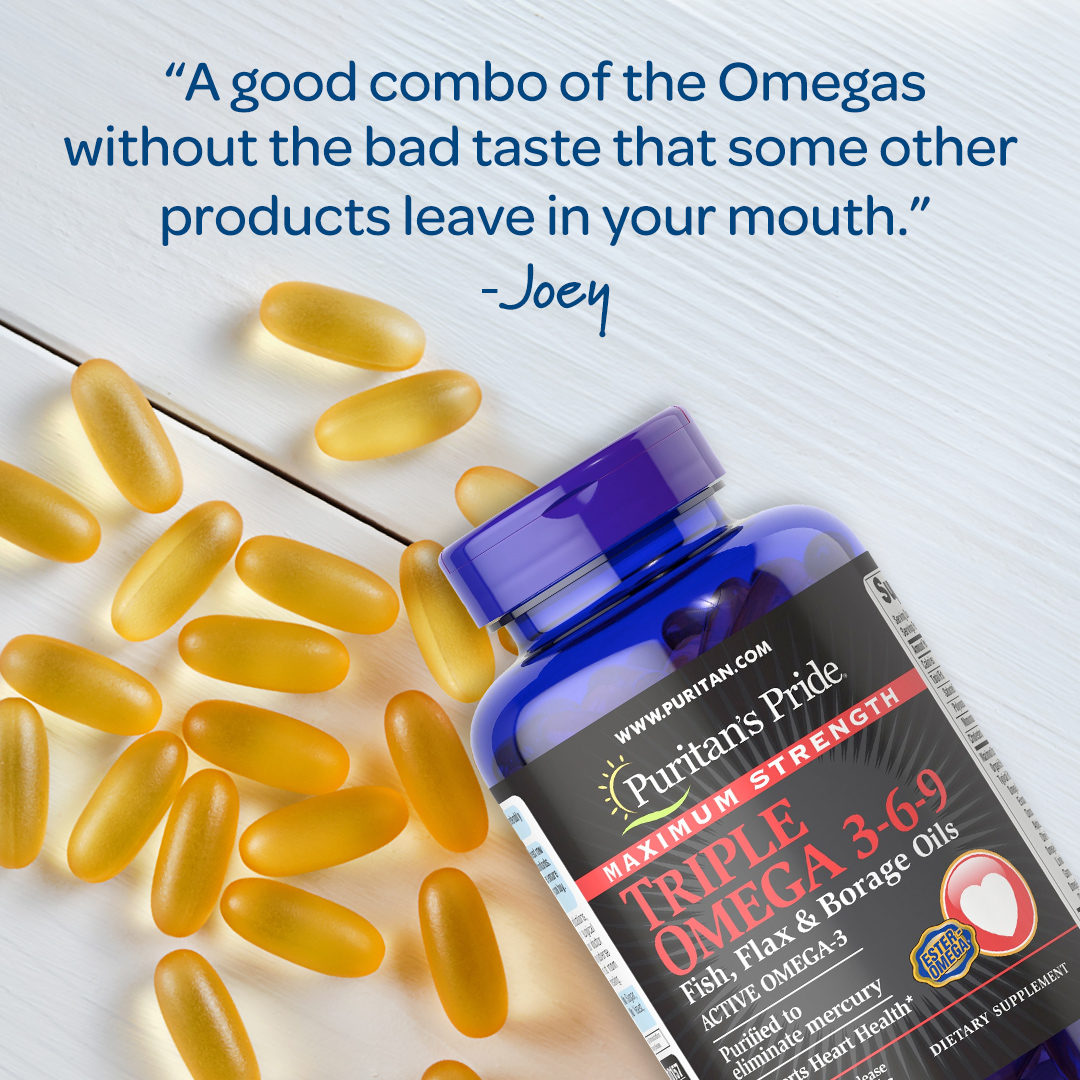 CYoung25fd8h's tweet image. Puritan’s Pride Maximum Strength Triple Omega 3-6-9 Fish, Flax, &amp;amp; Borage Oils is a 3-in-1 combination product designed to support heart health, healthy circulation, and healthy joints.*