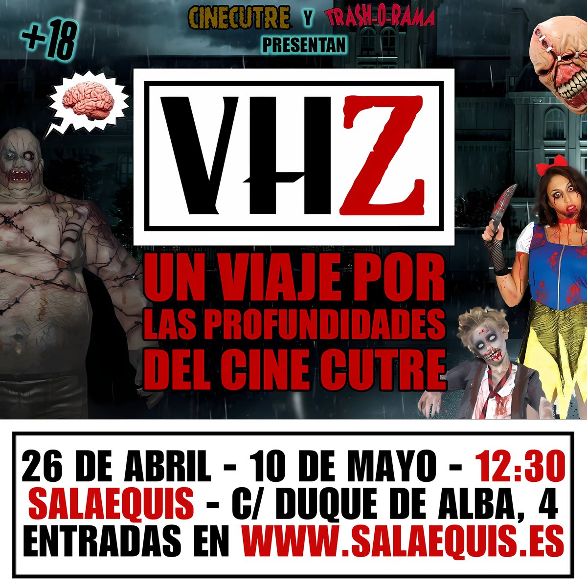 cinecutre's tweet photo. ¡Los peores zombies del cine cutre llegan a nuestro show de humor VHZ!

26 de abril y 10 de mayo a las 12:30 horas del mediodía en la Salaequis (C/ Duque de Alba, 4) de Madrid, con @PalenciaCharlie de @MananaMas_RNE.

Entradas ya a la venta: https://t.co/OhZ3HLHNZm

@CacaManPowa https://t.co/6pWgMDLsrr
