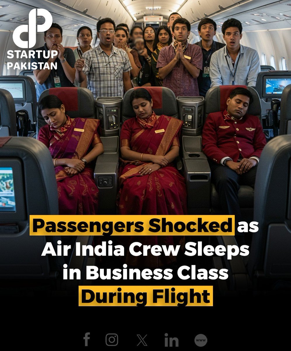 PakStartup's tweet image. In a surprising turn of events, passengers aboard an Air India Delhi-Chicago flight were left stunned after discovering the entire cabin crew asleep in business class during the long-haul journey. 

#AirIndia #PassengerExperience #FlightSafety #CrewRest
