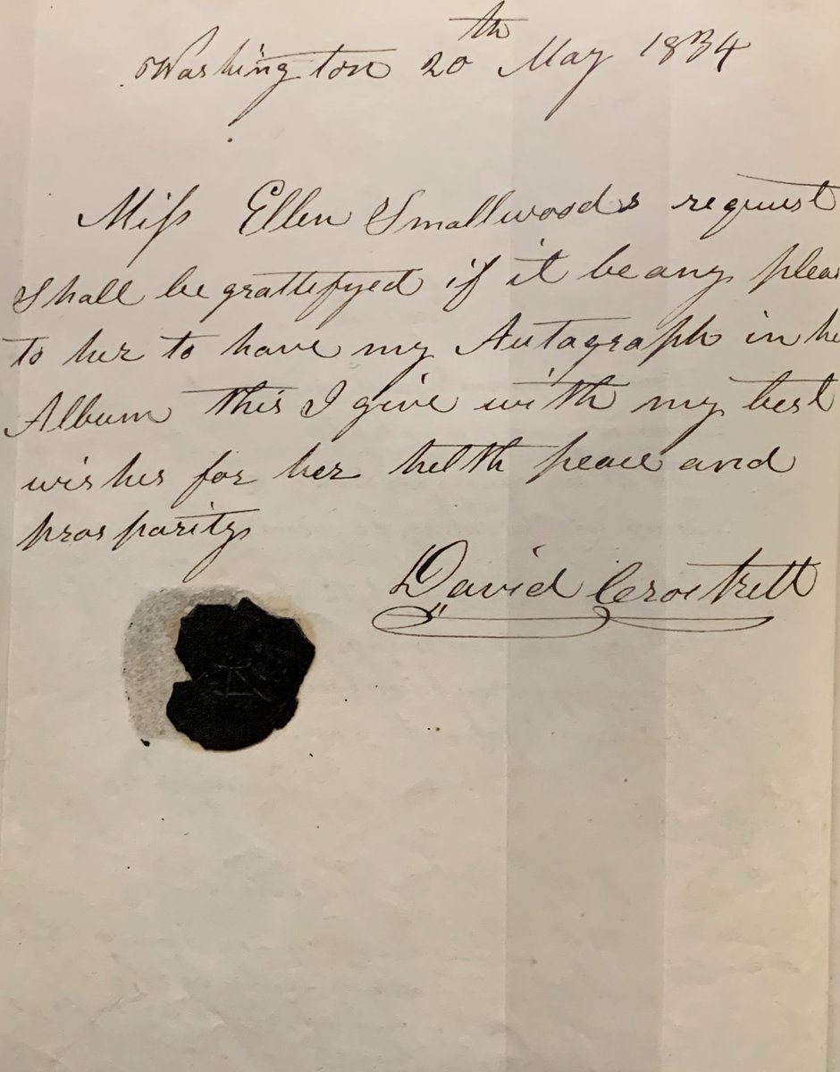 #TBT to May 1834, David Crockett signs a rare autograph to a young girl from Maryland. You might know him as Davy Crockett, King of the Wild Frontier. Come see this rare piece of history at the Shenandoah Heritage Village, included with your admission into the Caverns!