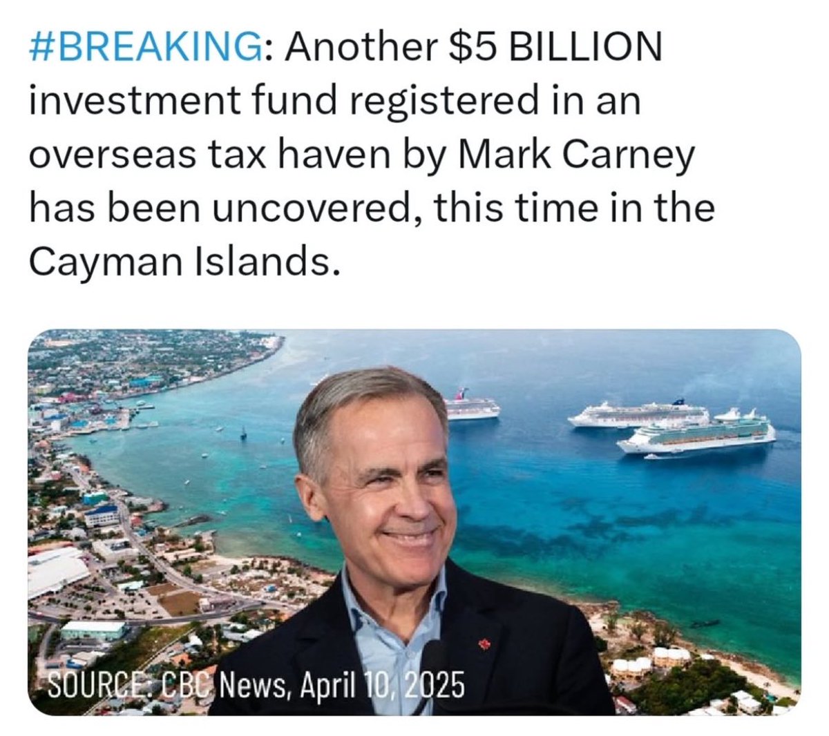 ffsnapper's tweet photo. @MarkJCarney Why don’t you start by paying taxes in Canada? https://t.co/k4dxTPmiq0