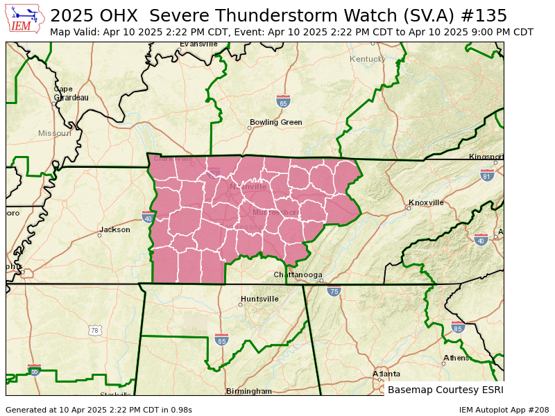 NashSevereWx's tweet image. OHX issues Severe Thunderstorm Watch till Apr 10, 9:00 PM CDT mesonet.agron.iastate.edu/vtec/f/2025-O-…