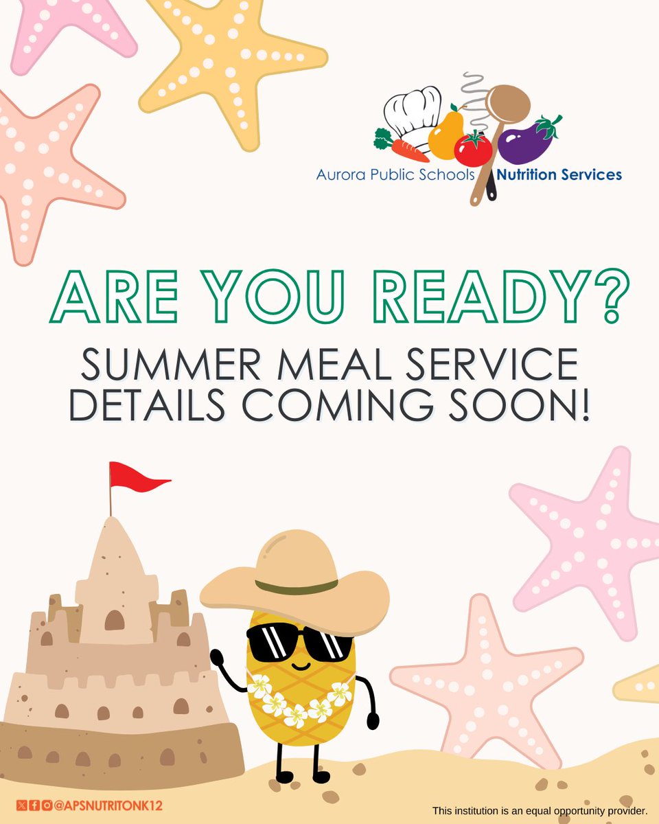 apsnutritionk12's tweet photo. Big news, @aurorak12 families! ๐ The summer meal program is on its wayโstay tuned for all the info on how to get your free, nutritious meals this summer!
#ATeam #auroraco #Auroracolorado #oneaurora #theAteam #excellenceinAPS #ArapahoeCO #Arapahoe #ArapahoeColorado #coschools https://t.co/jjyECs4bJb