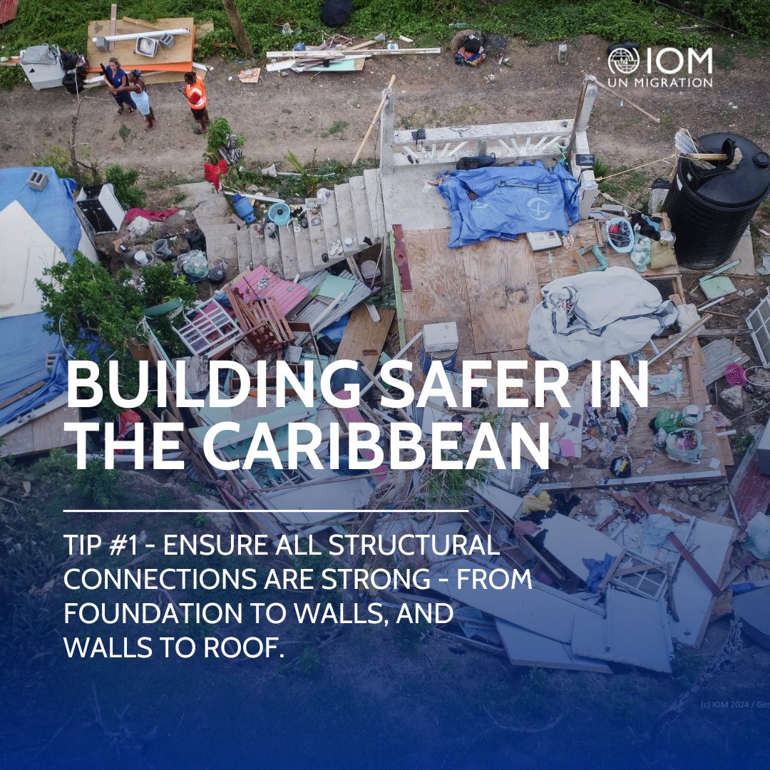 IOM_Caribbean's tweet photo. CONSTRUCTION TIPS!
Get practical tips from Caribbean Engineers on how to avoid being displaced by hurricanes and storms by building back safer! 🌀💪🏽🏠
👉🏽https://t.co/f9Wk7MeS4Y
#BuildBackSafer
#hurricanesafety
#CaribbeanConstruction https://t.co/7wRtqJz4kT