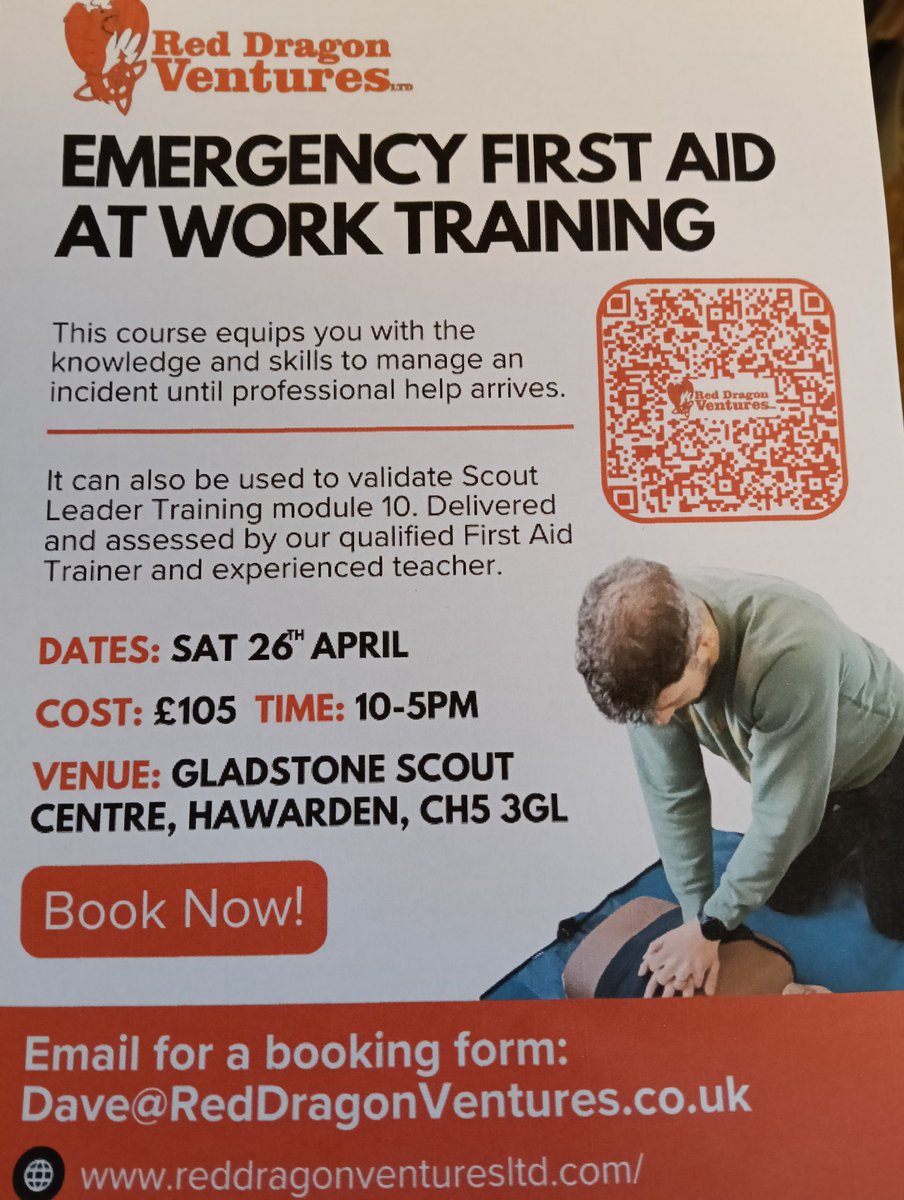 Approximately 250 people died each day from Out of Hospital Cardiac Arrests in the UK last year.
Encourage others to join you in being trained to save lives. Let's reduce that stat!
Please email Dave@RedDragonVentures.co.uk to book a course.
#NWalesHour 
#NorthWalesSocial 
#CPR