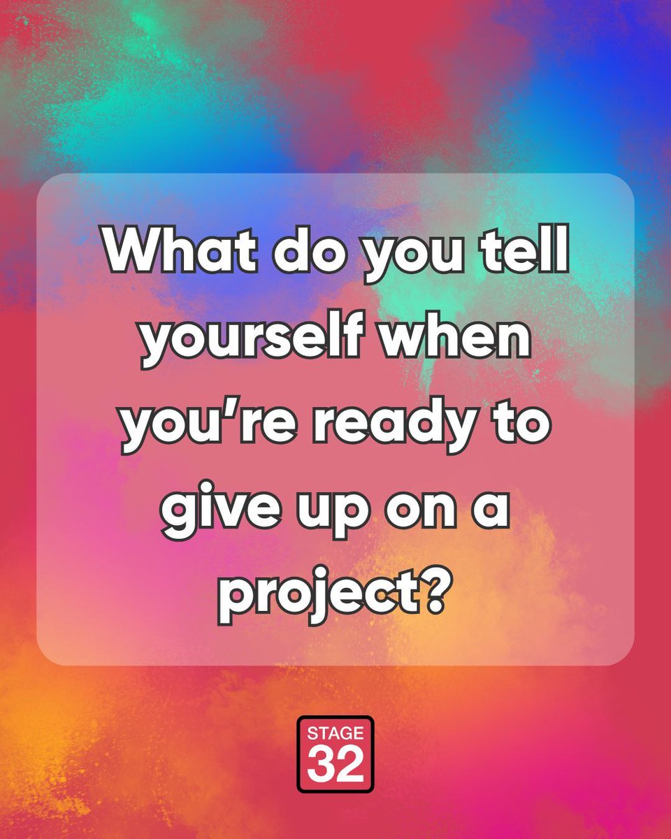 Stage32's tweet photo. What do you tell yourself when you’re ready to give up on a project? What keeps you motivated?
Let's talk about it! Drop your thoughts in the comments below!
#IAmStage32 #Stage32 #Filmmaking #Screenwriting #Acting #CreativeCommunity #FilmIndustry #EntertainmentIndustry #OnSetLife #IndieFilm #ScreenwritersLife #ActorsLife #FilmmakingTips #Storytelling #FilmDiscussion #NetworkingForCreatives