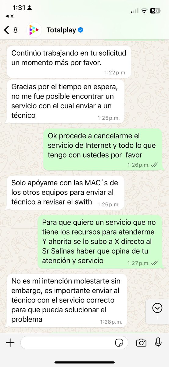 EdithGom's tweet photo. @totalplaymx les pido capaciten a su personal y resuelvan los problemas, esto lo que contenta las personas por chat pésimo https://t.co/qo4OyLSseZ