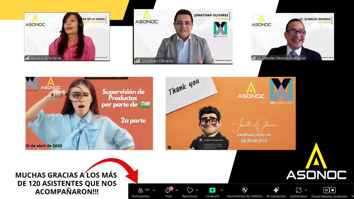ASONOC1's tweet photo. ¡Damos un GRAN agradecimiento a nuestro ponente del día de hoy Jonathan Olivares de XM Consulting! En nuestro tradicional jueves de webinar de ASONOC, ¡su apoyo es fundamental!
Gracias a los más de 120 asistentes por ser parte de esta experiencia.
¡Juntos hacemos la diferencia! https://t.co/nT38XOf1cv