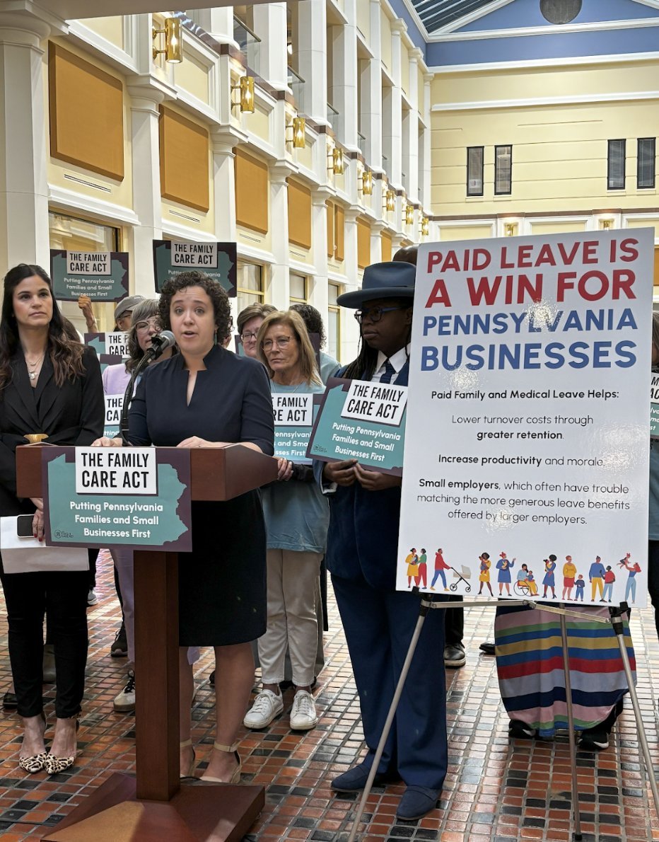 Community members united at PA Capitol in Harrisburg for #FamilyCareAct rally day on March 26. “I lost a lot due to cancer+I didn't want my career to be one of the casualties,” said Hannah Jones. Her husband couldn’t take much time off as his PA job didn’t guarantee #paidleave