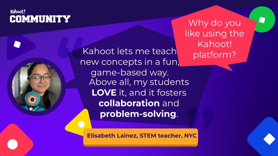 Kahoot! (@kahoot) on Twitter photo Meet Elisabeth Lainez, a passionate STEM teacher, curriculum coordinator, and proud #KahootAmbassador from NYC! 🌟 She's sparking curiosity and creativity in the classroom every day. Learn more about her here: bit.ly/4ln0D4u
<a href="/Miss__Lynes/">wondrous_teacher</a> Meet Elisabeth Lainez, a passionate STEM teacher, curriculum coordinator, and proud #KahootAmbassador from NYC! 🌟 She's sparking curiosity and creativity in the classroom every day. Learn more about her here: bit.ly/4ln0D4u
<a href="/Miss__Lynes/">wondrous_teacher</a>
