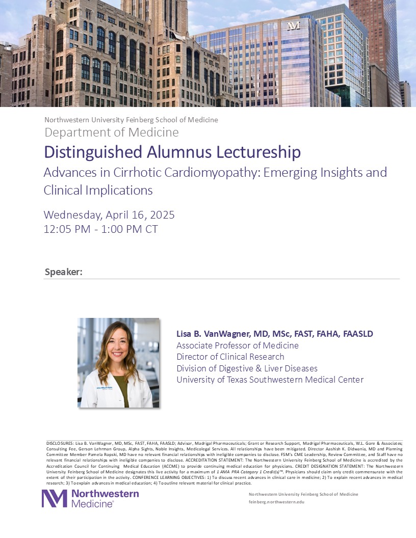 NU Internal Medicine (@nu_intmed) on Twitter photo Please join us on Wednesday, April 16th at Noon for our Next Medical Grand Rounds! We will be joined by <a href="/LisaVWMD/">Lisa VanWagner</a> from <a href="/UTSWMedCenter/">UT Southwestern Medical Center</a> for our Distinguished Alumnus Lectureship! Please join us on Wednesday, April 16th at Noon for our Next Medical Grand Rounds! We will be joined by <a href="/LisaVWMD/">Lisa VanWagner</a> from <a href="/UTSWMedCenter/">UT Southwestern Medical Center</a> for our Distinguished Alumnus Lectureship!