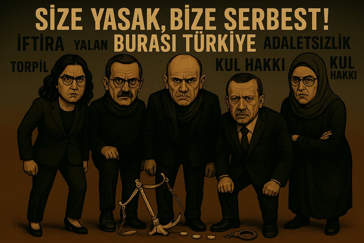Erdoğan yönetiminin 23 yıllık yönetiminin özeti:
"Size yasak, bize serbest! Burası Türkiye"
Maalesef tarihimizin en talihsiz dönemlerinden birini yaşıyoruz.
Zümrütler, yakutlar içerisinde yaşayabilecekken, cahillik, kötü yönetim ve vizyonsuzluk kurbanı olduk.
Çok yazık...