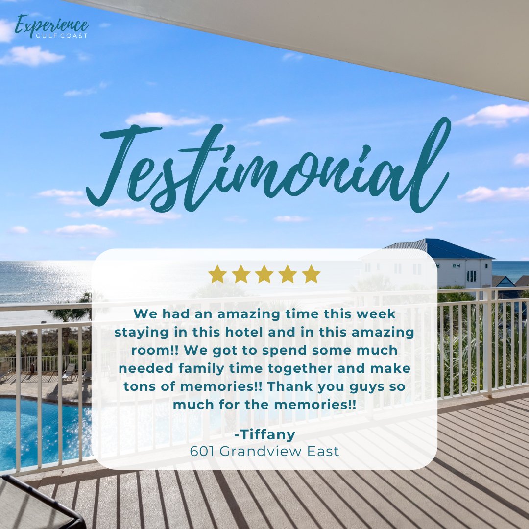 GCBeachfronts's tweet photo. "Family vibes, unforgettable memories, and the perfect stay! 💛✨ Thanks to Tiffany for sharing the love—here’s to more sunsets, laughs, and together time on the Gulf Coast! 🌊🏖 #ExperienceGulfCoast #FamilyGetawayGoals #MemoryMakers" https://t.co/0krXEfkFHQ