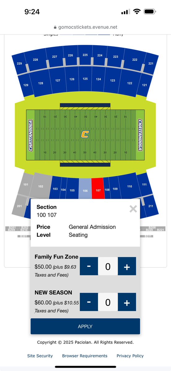 Sent this to my wife earlier today. I can get 4 season ticket to Mocs games for cheaper than 2 to a single Tennessee game. I was partly joking sending this to her this morning but UTC games 10 minutes down the road for cheap and convenient family fun really doesn’t sound too bad
